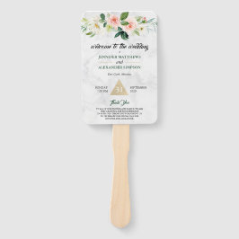 Blush Pink Floral Boho Hochzeitsprogramm Hand Fan Fächer