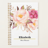 Blush Pink Floral Boho Jährlich Monatlicher Plan Planer (Vorderseite)