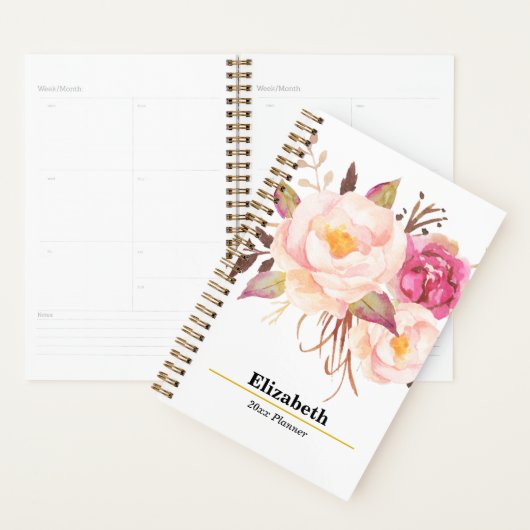Blush Pink Floral Boho Jährlich Monatlicher Plan Planer (Anzeige)