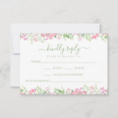 Blush Pink Floral Boho Summer wedding RSVP cards Karte (Vorderseite)