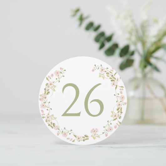 Blush Pink Floral Boho Wedding Circle Tischnummer (Stehend Vorderseite)