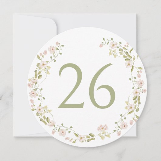 Blush Pink Floral Boho Wedding Circle Tischnummer (Vorderseite)