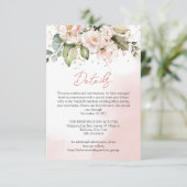Blush Pink Floral Boho Wedding Details Card Chic Begleitkarte (Stehend Vorderseite)
