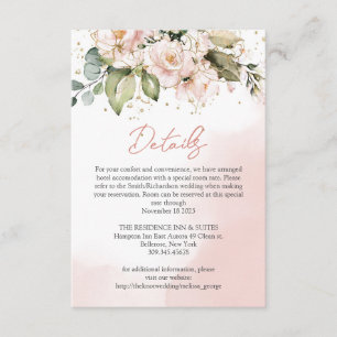 Blush Pink Floral Boho Wedding Details Card Chic Begleitkarte