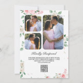 Blush Pink Floral Bouquet QR Code Hochzeit Einladung (Rückseite)