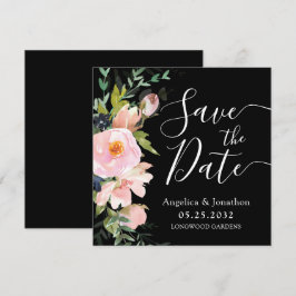 Blush Pink Floral Bouquet Save the Date schwarz