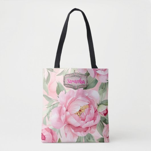 Blush Pink Floral Bouquet Wedding Bridesmaid Tasche (Vorderseite)