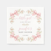 Blush Pink Floral Bow Baby Girl Shower Serviette (Vorderseite)