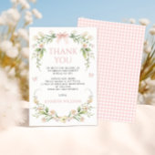 Blush Pink Floral Bow Butterfly Baby Girl Dusche Dankeskarte