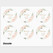 Blush Pink Floral Brautparty Gefallen Vielen Dank Runder Aufkleber (Blatt)