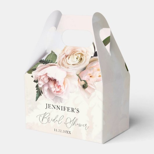 Blush Pink Floral Brautparty Gefälligkeitsboxen Geschenkschachtel (Rückseite)