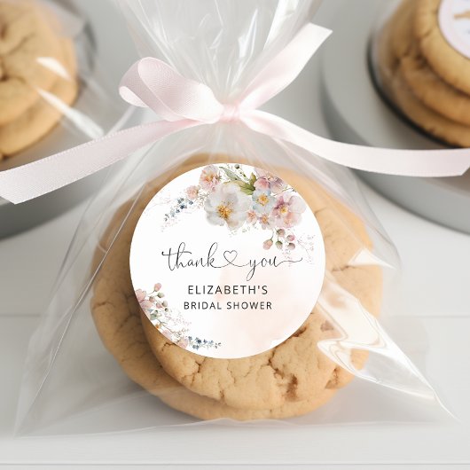 Blush Pink Floral Brautparty Vielen Dank Runder Aufkleber