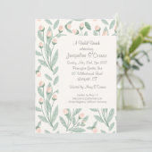 Blush Pink Floral Bridal Brunch Invitation Einladung (Stehend Vorderseite)