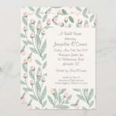 Blush Pink Floral Bridal Brunch Invitation Einladung (Vorne/Hinten)
