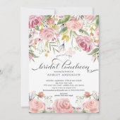 Blush Pink Floral Bridal Luncheon Einladung (Vorderseite)