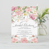 Blush Pink Floral Bridal Luncheon Einladung (Stehend Vorderseite)