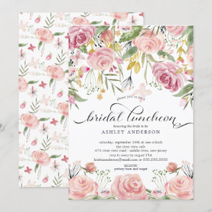 Blush Pink Floral Bridal Luncheon Einladung