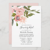 Blush Pink Floral Bridal oder Baby Dusche per Mail Einladung (Vorne/Hinten)