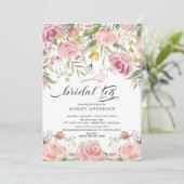 Blush Pink Floral Bridal Tee Einladung (Stehend Vorderseite)