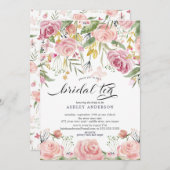 Blush Pink Floral Bridal Tee Einladung (Vorne/Hinten)