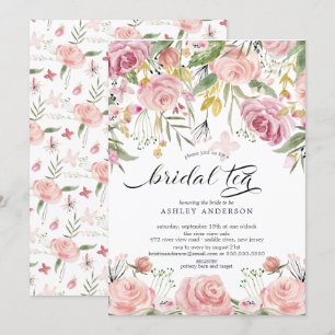 Blush Pink Floral Bridal Tee Einladung