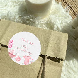 Blush Pink Floral Bunny Baby Dusche Vielen Dank Runder Aufkleber