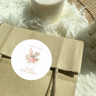 Blush Pink Floral Bunny Oars Babydusche Runder Aufkleber