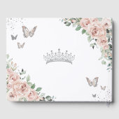 Blush Pink Floral Butterfliegen Silver Quinceañera Gästebuch (Rückseite)
