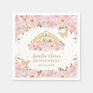 Blush Pink Floral Butterfliegen Tiara QUINCEAÑERA Serviette