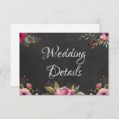 Blush Pink Floral Chalkboard Wedelinfo Card RSVP Karte (Vorne/Hinten)