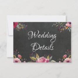 Blush Pink Floral Chalkboard Wedelinfo Card RSVP Karte