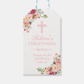 Blush Pink floral Christening Taufe Vielen Dank Geschenkanhänger (Vorderseite)