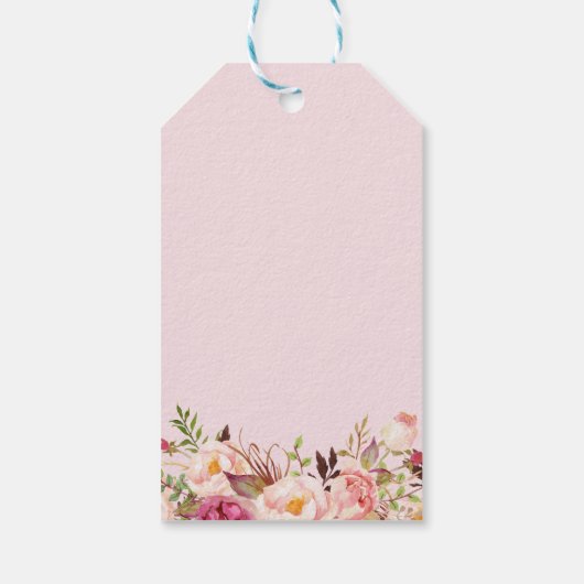 Blush Pink floral Christening Taufe Vielen Dank Geschenkanhänger (Rückseite)