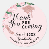 Blush Pink Floral Class of 2025 Graduate Vielen Da Runder Aufkleber (Vorderseite)
