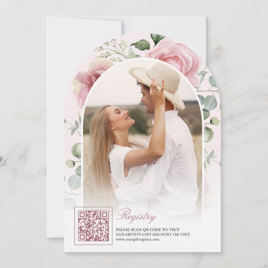 Blush Pink Floral Coquette Bow Arch Brautparty Einladung (Rückseite)