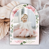 Blush Pink Floral Coquette Bow Arch Erstgeburt Einladung