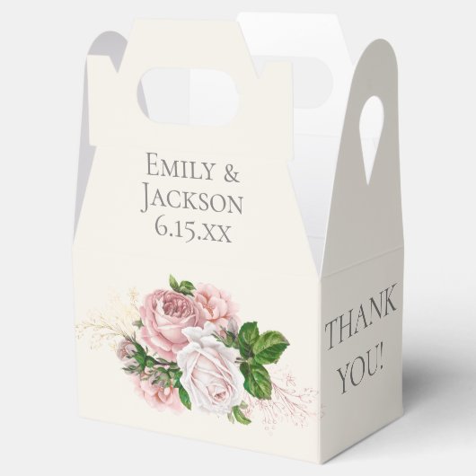 Blush Pink Floral Cream Wedding Geschenkschachtel (Geöffnet)