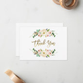 Blush pink Floral Dankeschön Karte, Grün Mitteilungskarte (Vorderseite/Rückseite Beispiel)