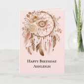 Blush Pink Floral Dream Catcher Geburtstag Karte (Vorderseite)