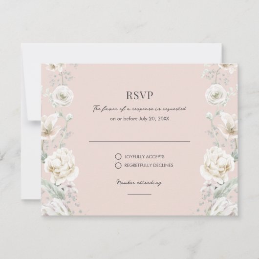 Blush Pink Floral Dream Wedding RSVP Karte (Vorderseite)