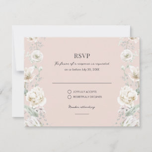 Blush Pink Floral Dream Wedding RSVP Karte