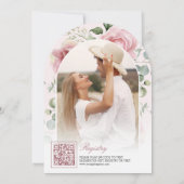 Blush Pink Floral Dusty Blue Bridal Shower Einladung (Rückseite)