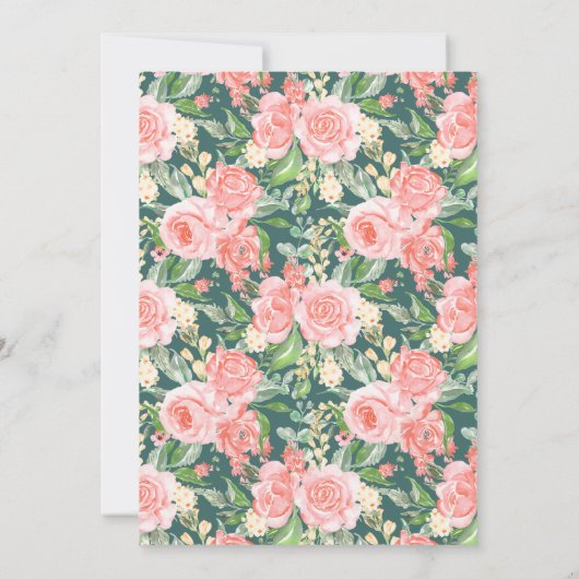 Blush Pink Floral Egg Muschel Aquamarin muslimisch Einladung (Rückseite)