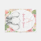 Blush Pink Floral Elefant Personalisiert Girl Fleecedecke (Vorderseite (Horizontal))