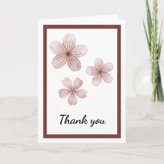 Blush Pink Floral Elegant Minimal Soft Botanical Dankeskarte (Vorderseite)