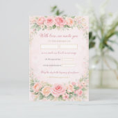 Blush Pink Floral Elegant Wedding Invitation Card (Stehend Vorderseite)