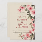 Blush Pink Floral Elegante Hochzeit Einladung (Vorne/Hinten)