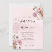 Blush Pink Floral Elegante Hochzeitsfeier Einladun Einladung (Vorderseite)