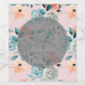 Blush Pink Floral Elegante Hochzeitskalligraphie Weinetikett (Einzelnes Label)