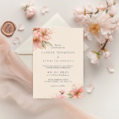 Blush Pink Floral Elegante Script Hochzeit Einladung